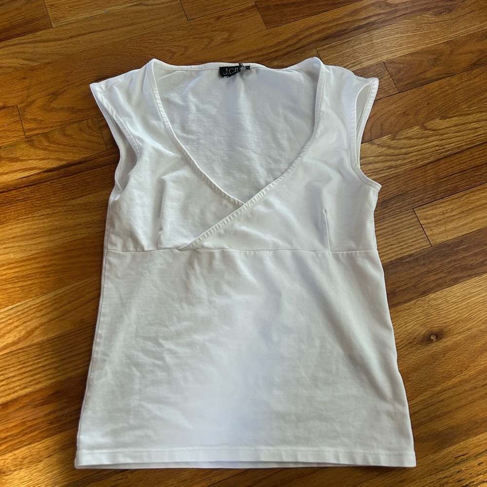 J Crew White V-Neck Cap Sleeve Women’s Top